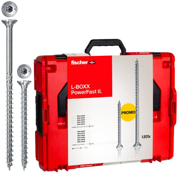 Fischer 558739 L-BOXX 102 Power-Fast II Spanplattenschraube   T-Profil    Stahl galvanisch verzinkt 1801 Teile