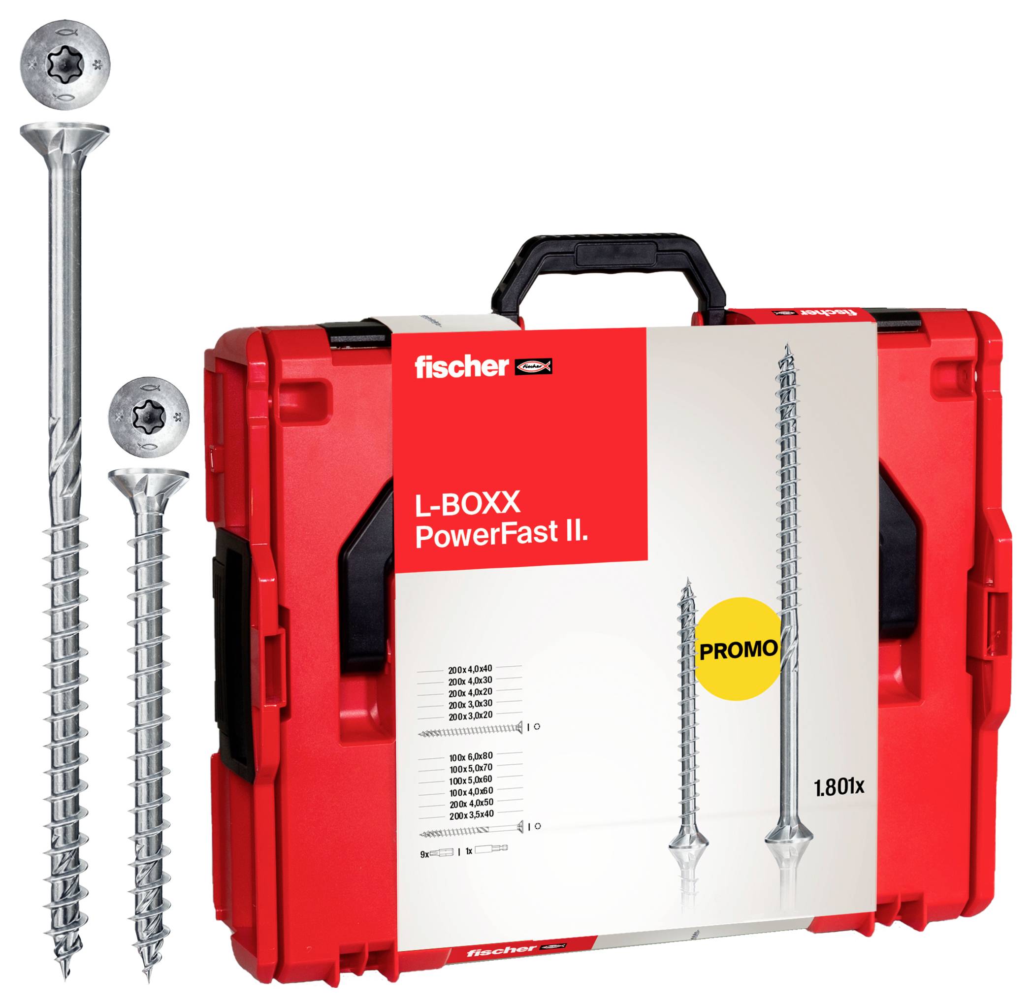 Fischer 558739 L-BOXX 102 Power-Fast II Spanplattenschraube T-Profil Stahl galvanisch verzinkt 1801 Teile-7