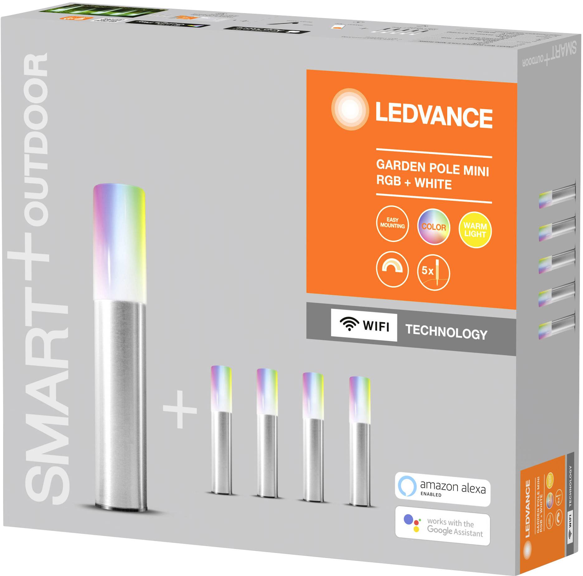 LEDVANCE 4058075478190 SMART+ GARDENPOLE MINI MULTICOLOR RGBW WIFI LED-Gartenleuchte LED LED fest eingebaut 3.8 W Silber-3