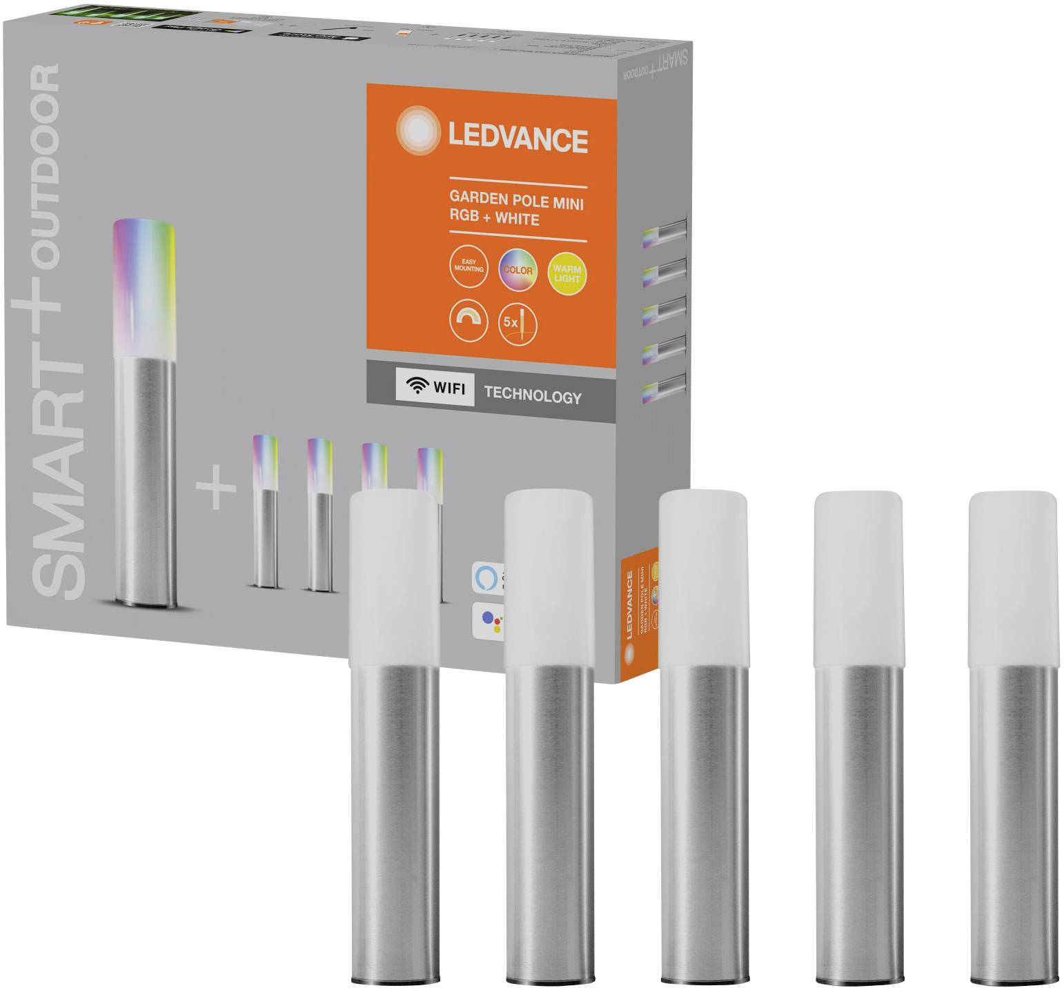 LEDVANCE 4058075478190 SMART+ GARDENPOLE MINI MULTICOLOR RGBW WIFI LED-Gartenleuchte LED LED fest eingebaut 3.8 W Silber-5