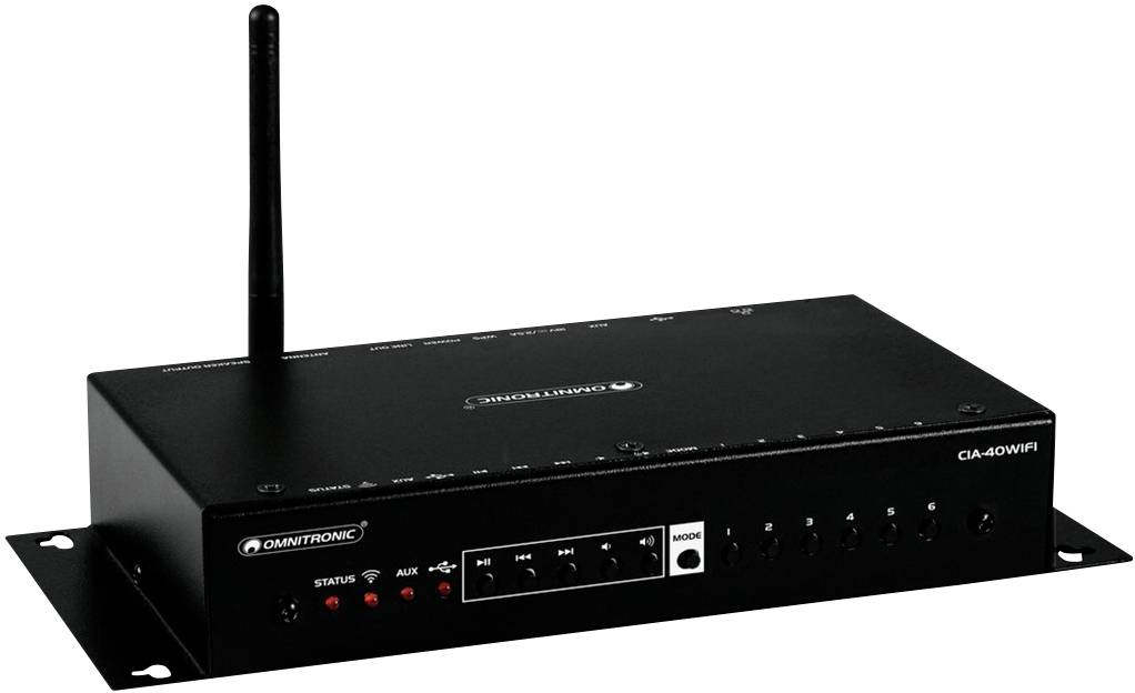 OMNITRONIC CIA-40WIFI 2.0 Stereo-Verstärker 2x25 W Schwarz AirPlay, DLNA, Internetradio, USB