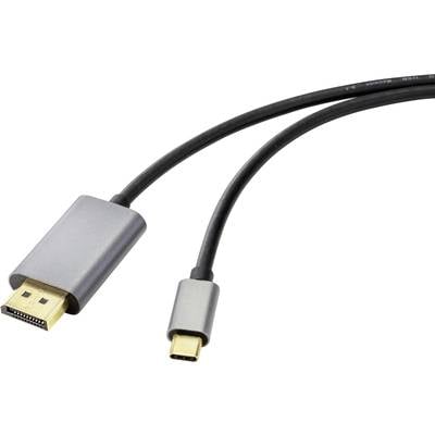 Renkforce USB-C™ / DisplayPort Adapterkabel USB-C™ Stecker, DisplayPort Stecker 2.00 m Schwarz RF-4600982  USB-C™-Displa