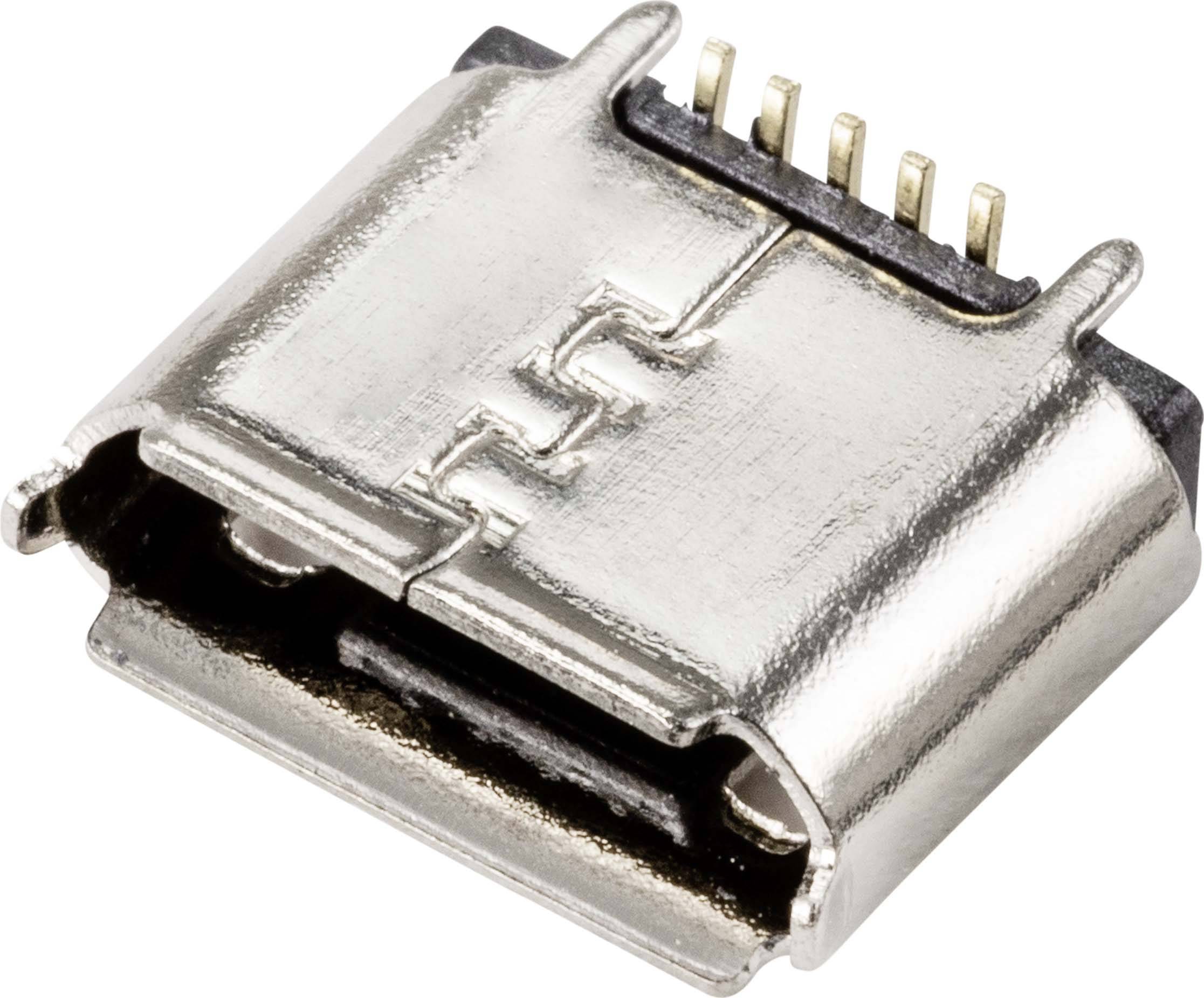 TRU COMPONENTS Einbaubuchse Micro-USB 2.0 Typ-B 90° Buchse, Einbau horizontal Micro-USB 2.0 Typ-B 90