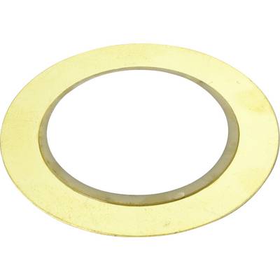 Ein flacher, runder, gelber Ring aus Metall oder Kunststoff.