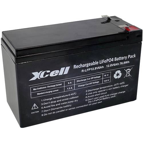 Thumbnail - XCell 12.8-6 Spezial-Akku LiFePo-Block Flachstecker LiFePO 4 12.8 V 6000 mAh