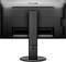 Rückseite eines schwarzen Philips-Monitors mit Standfuß, zeigt Anschlüsse und Stromkabelanschluss.
