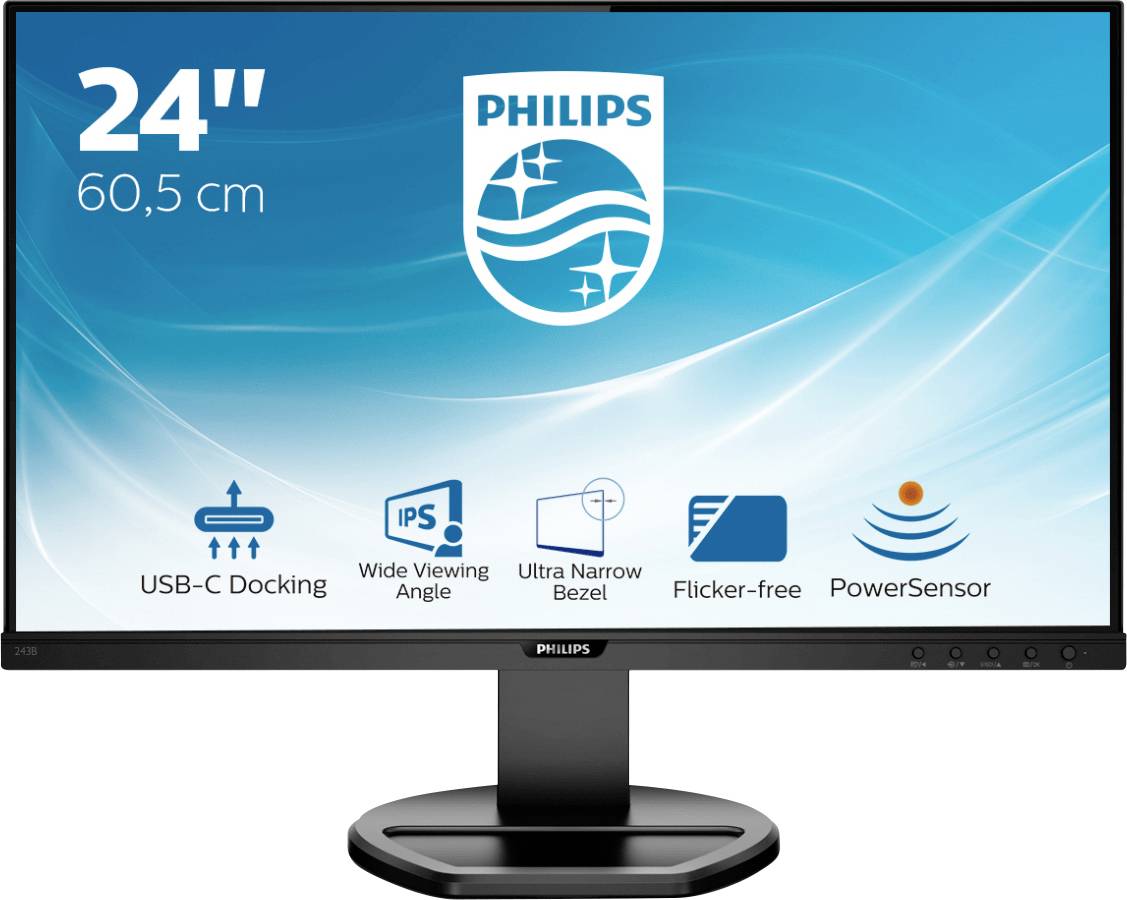 Philips Monitore 243B9 LCD-Monitor EEK E (A - G) 61 cm (24 Zoll) 1920 x 1080 Pixel 16:9 4 ms Kopfhörer-Buchse, Audio-Lin
