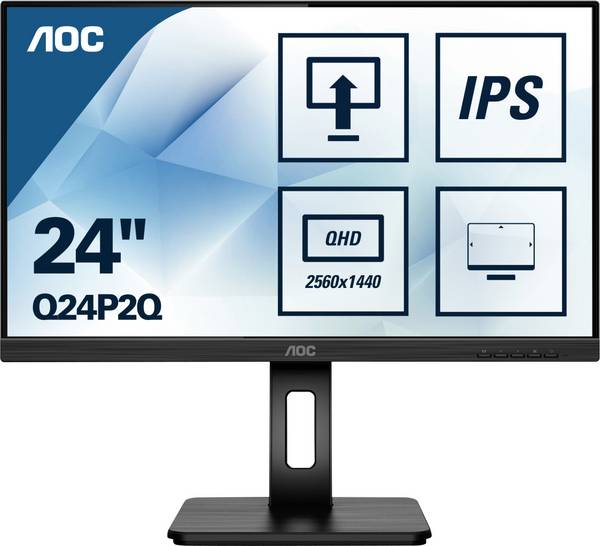 AOC Q24P2Q LCD-Monitor  EEK E (A - G) 60.5 cm (23.8 Zoll) 2560 x 1440 Pixel 16:9 4 ms Kopfhörer-Buchse, Audio-Line-in IPS LED