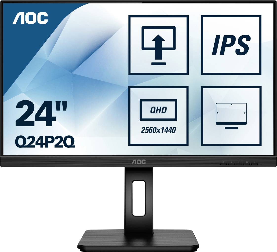 AOC Q24P2Q LCD-Monitor EEK E (A - G) 60.5 cm (23.8 Zoll) 2560 x 1440 Pixel 16:9 4 ms Kopfhörer-Buchse, Audio-Line-in IPS