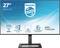 Monitor mit 27 Zoll (68,6 cm) Bildschirm, QHD-Auflösung, 4-seitigem randlosem Design, 1 ms Reaktionszeit. Markenname und Typ auf dem Display.
