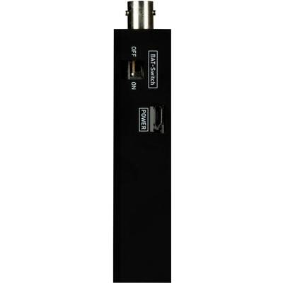 Schwarzes Gerät mit einem BNC-Stecker oben, einem Schalter mit 'OFF' und 'ON' Markierungen und einem 'POWER'-Eingang rechts.