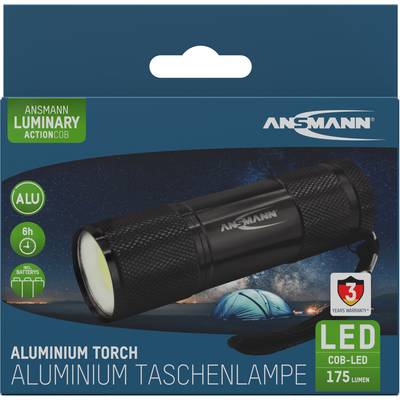 'Aluminium Taschenlampe, 175 Lumen, 6 Stunden Laufzeit, mit Clip. Ideal für Camping oder Outdoor-Aktivitäten. 3 Jahre Garantie.'