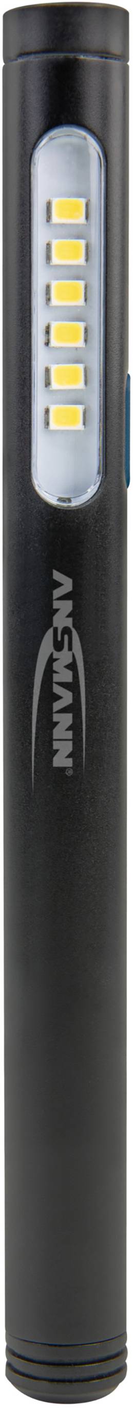 Schwarze, schmale Taschenlampe mit mehreren gelben LED-Lichtern in vertikaler Anordnung.