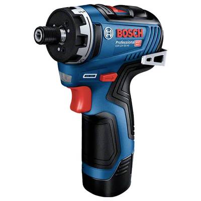 Bosch Professional Akku-Bohrschrauber, blau und schwarz, mit rotem Abzug und Schnellspannfutter vorne, auf weißem Hintergrund dargestellt.