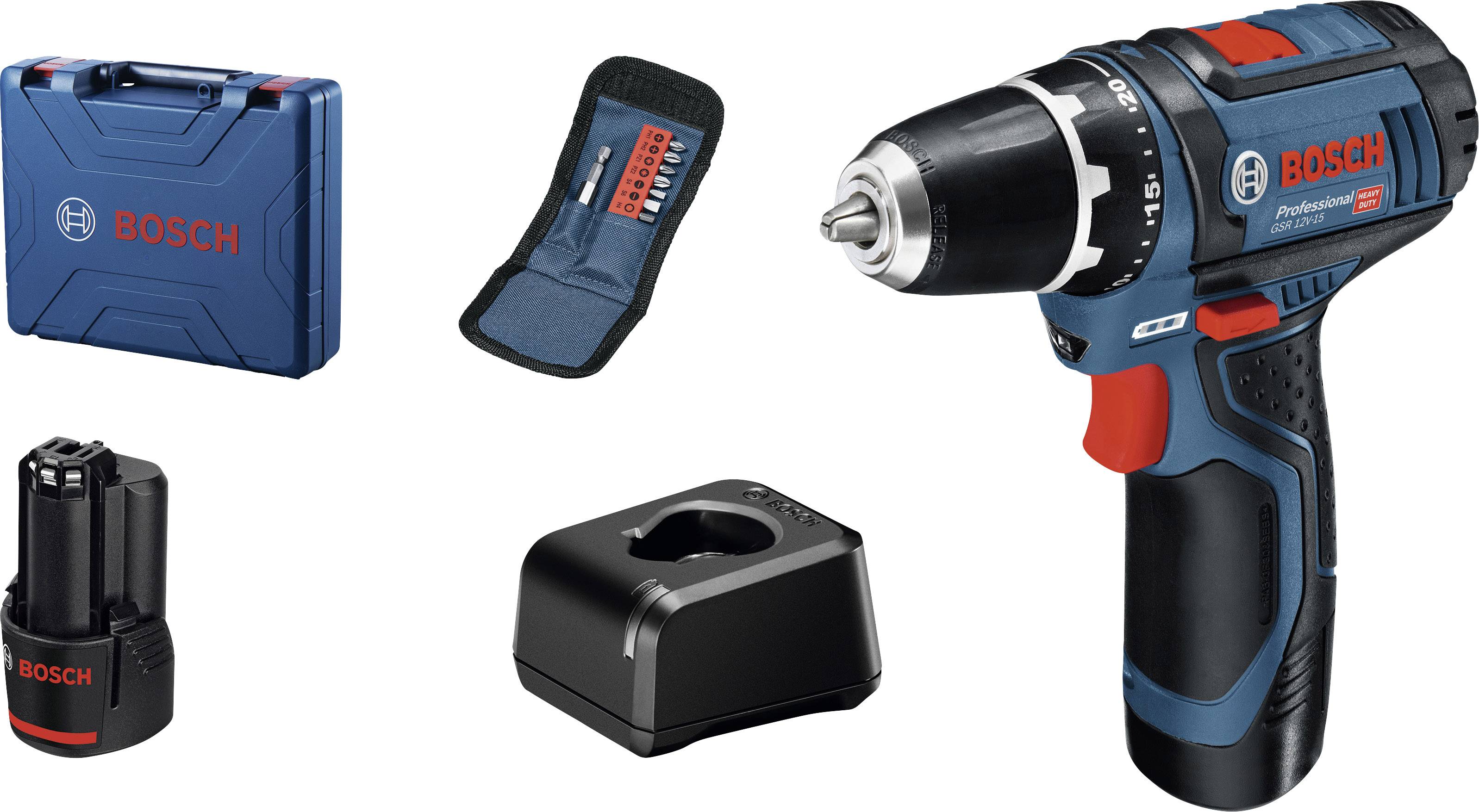 BOSCH Professional GSR 12V-15 -Akku-Bohrmaschine 12 V inkl. 2. Akku, inkl. Koffer