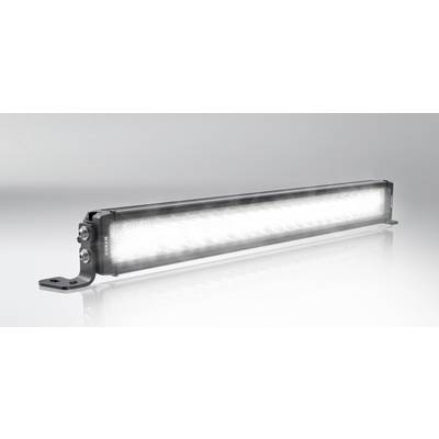 Ein rechteckiger LED-Lichtbalken strahlt helles Licht aus. Er ist auf einer Halterung montiert und eignet sich für Fahrzeuge oder Beleuchtungszwecke.