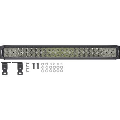 LED-Lichtleiste mit Halterungen und Befestigungsteilen, geeignet zur Montage an Fahrzeugen. Ideal für zusätzliche Ausleuchtung.