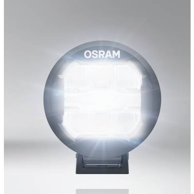 Rundes, leuchtendes LED-Licht mit der Aufschrift 'OSRAM' auf grauem Hintergrund.