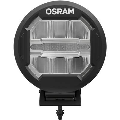 LED-Arbeitsleuchte mit der Aufschrift 'OSRAM' oben. Rundes Design mit mehreren Lichtsegmenten und Halterung.