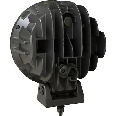 Ein schwarzes, kugelförmiges Gerät mit komplexen, strukturierten Details, das auf einem Standfuß montiert ist.
