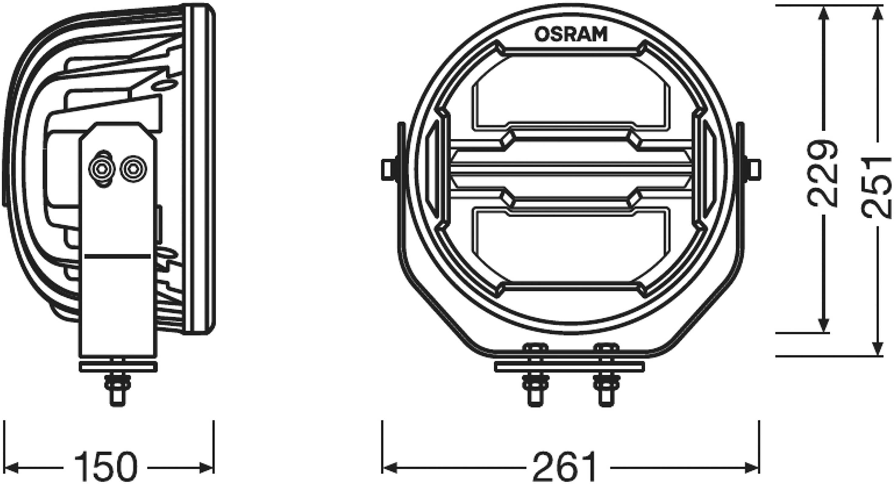 Zusatzscheinwerfer LED 60W 2,5W geschraubt R10 R7 3500lm OSRAM Round MX260-CB-10