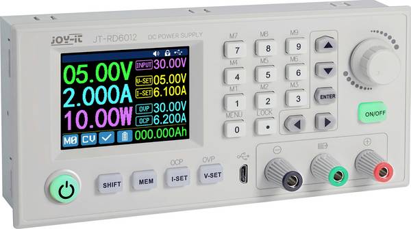 Joy-it RD6012 Labornetzgerät, einstellbar kalibriert (DAkkS-akkreditiertes Labor) 0 - 60 V 0 - 12 A 360 W fernsteuerbar, programmierbar, schmale Bauform Anzahl Ausgänge 2 x