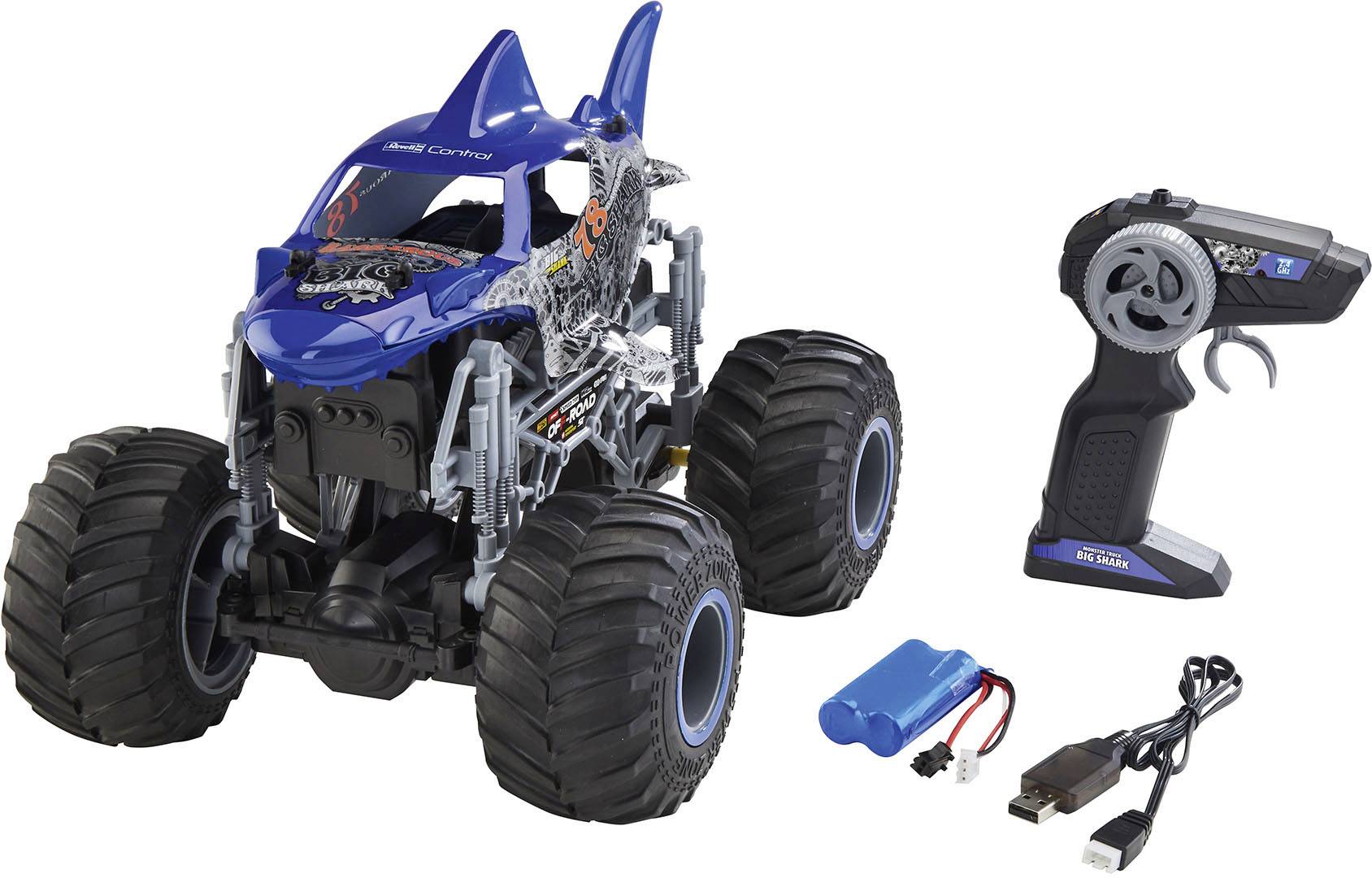 Revell Big Shark Blau 1:16 RC Modellauto Elektro Monstertruck RtR 2,4 GHz-3