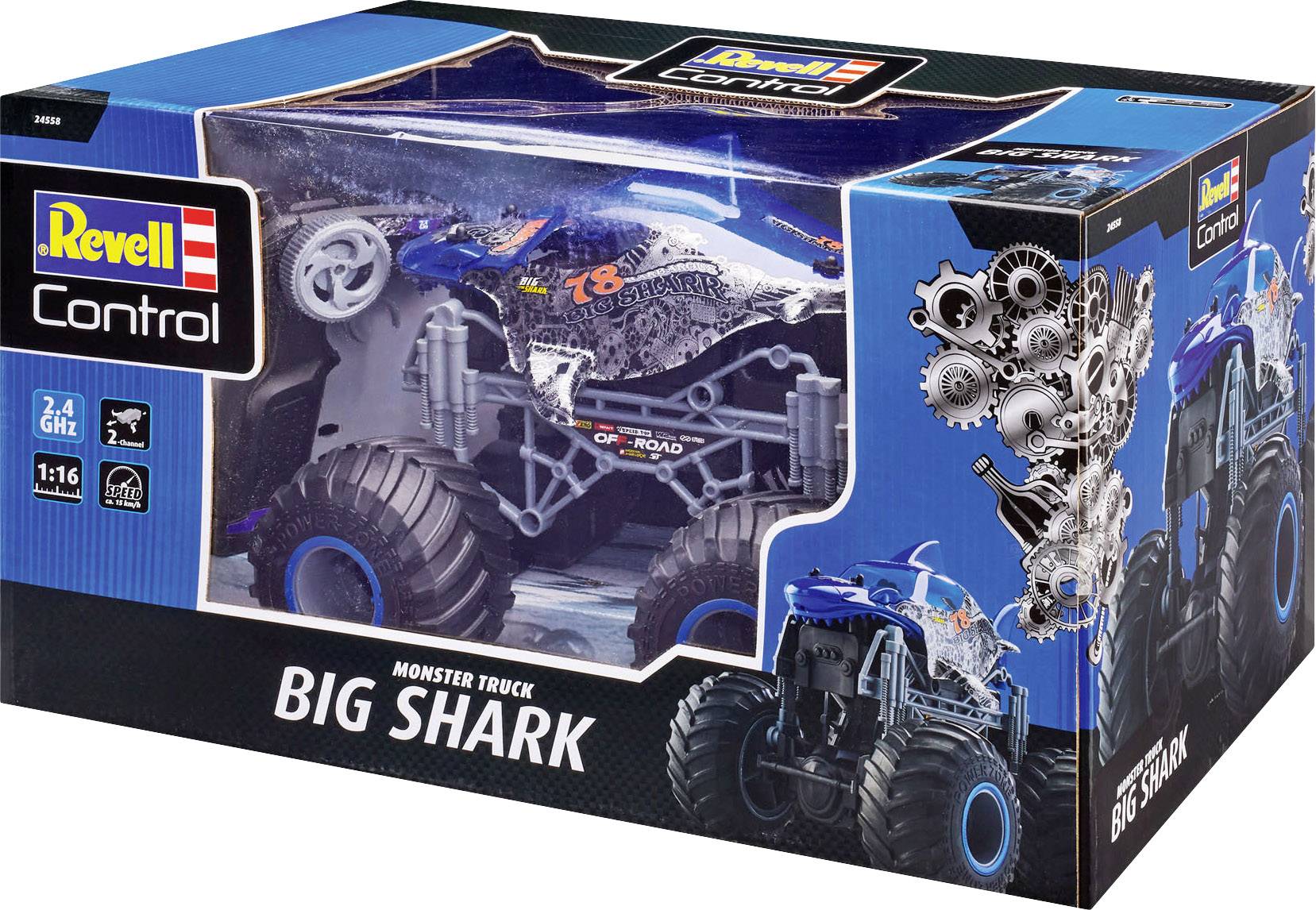 Revell Big Shark Blau 1:16 RC Modellauto Elektro Monstertruck RtR 2,4 GHz-9