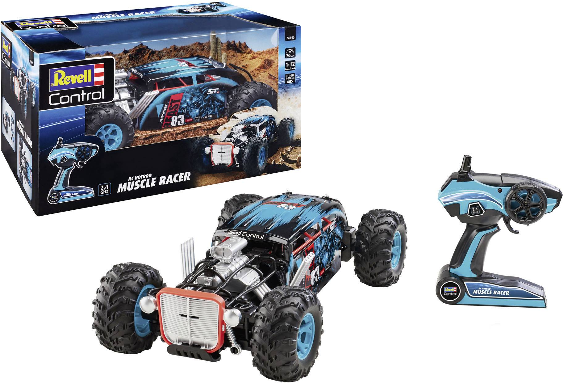 Revell Hot Rod MUSCLE RACER, RC ,blau/schwarz, 1:12-3