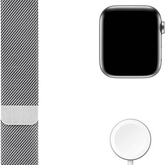 Apple Watch 6 44mm in Silber mit Edelstahlgehäuse und Milanaisearmband