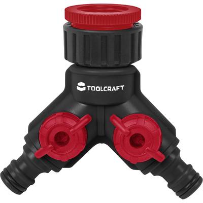 TOOLCRAFT 2302363 Kunststoff 2-Wege-Verteiler Steckkupplung Wasserstop, mit Regulierventil