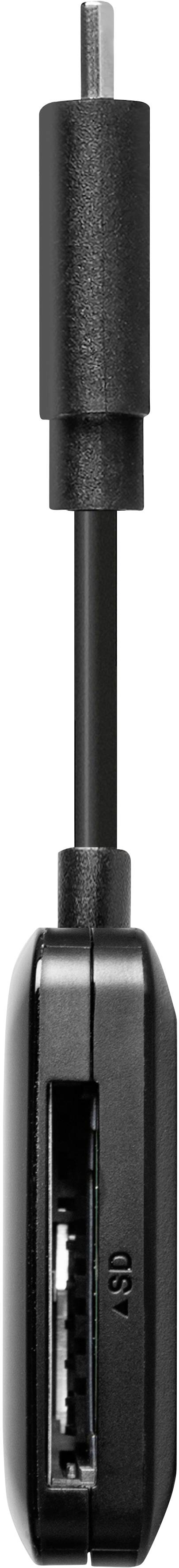 USB-C-zu-USB-Adapter mit schwarzem Kabel und steckbarer Verbindung.