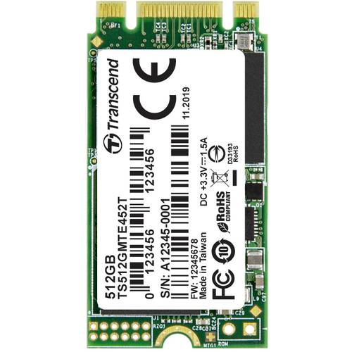 Transcend MTE452T 512 GB Interne M.2 PCIe NVMe SSD 2242 M.2 NVMe PCIe 3.0 x2 Industrial TS512GMTE452T