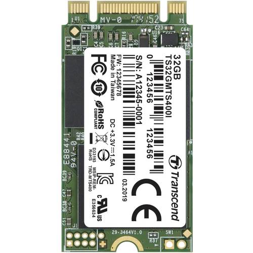 Transcend MTS400I 32 GB Interne M.2 PCIe NVMe SSD 2242 SATA 6 Gb/s Industrial TS32GMTS400I