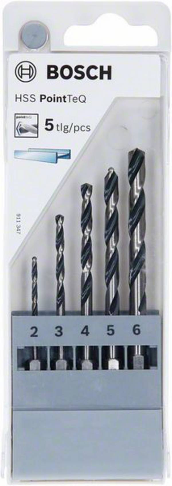 Bosch Accessories 2607002824 PointTeQ HSS Metall-Spiralbohrer-Set 5teilig 2 mm, 3 mm, 4 mm, 5 mm, 6 mm DIN 338 Sechskantschaft 1 St.