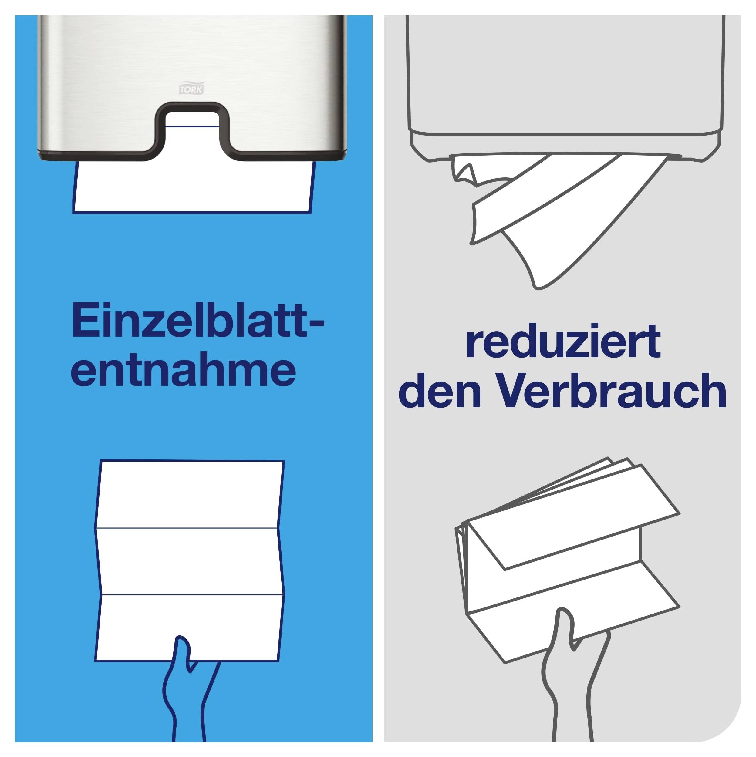 Grafik zur Einzelblattentnahme: Ein Blatt wird aus einem Spender gezogen, reduziert den Verbrauch von Papier.