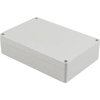Graues rechteckiges Kunststoffgehäuse, das für den Schutz elektronischer Komponenten verwendet wird.
