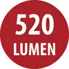 Rotes Kreisabzeichen mit weißem Text „520" über „LUMEN".