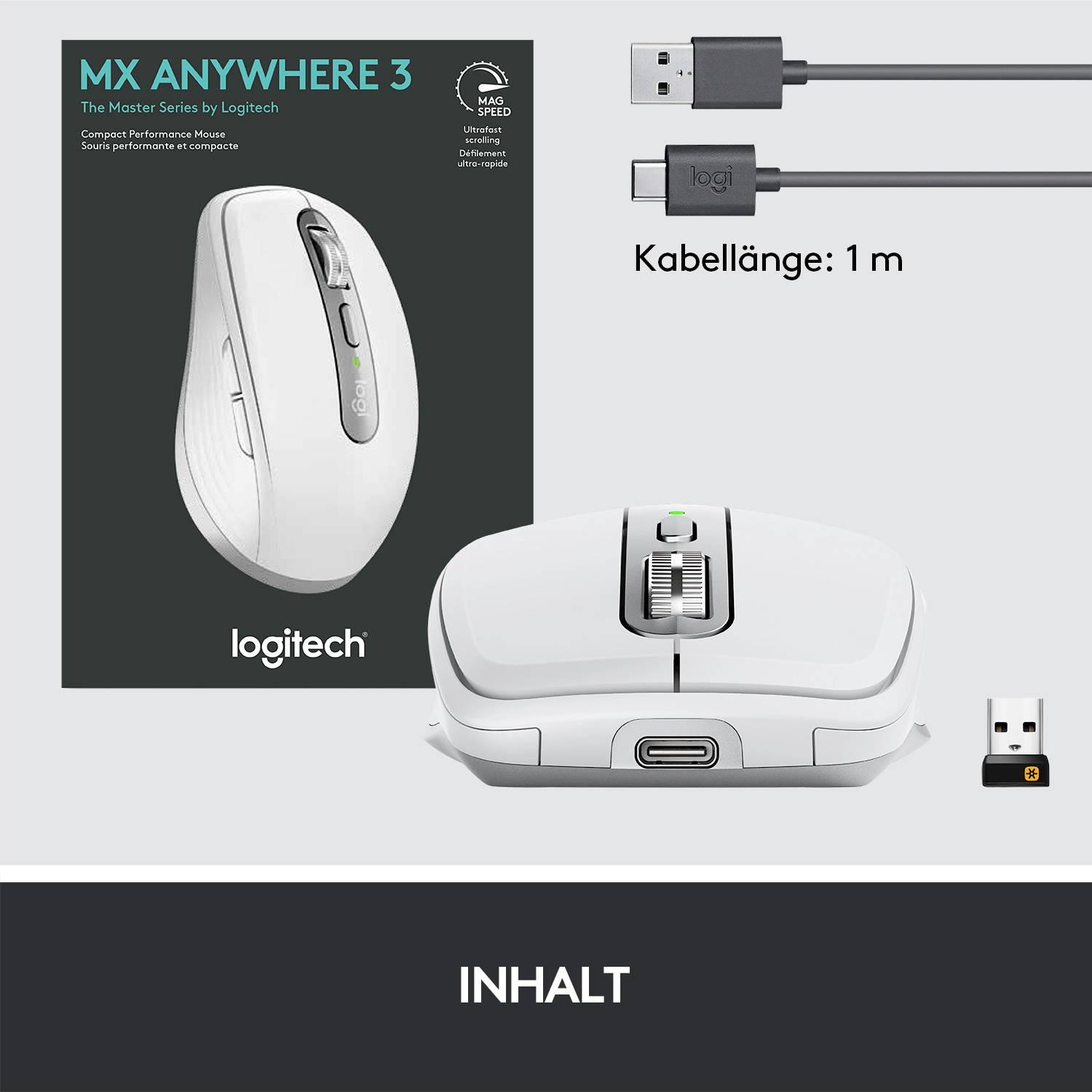 Logitech MX Anywhere 3 Maus Bluetooth®, Funk Laser Hellgrau 6 Tasten 1000 dpi Wiederaufladbar-5