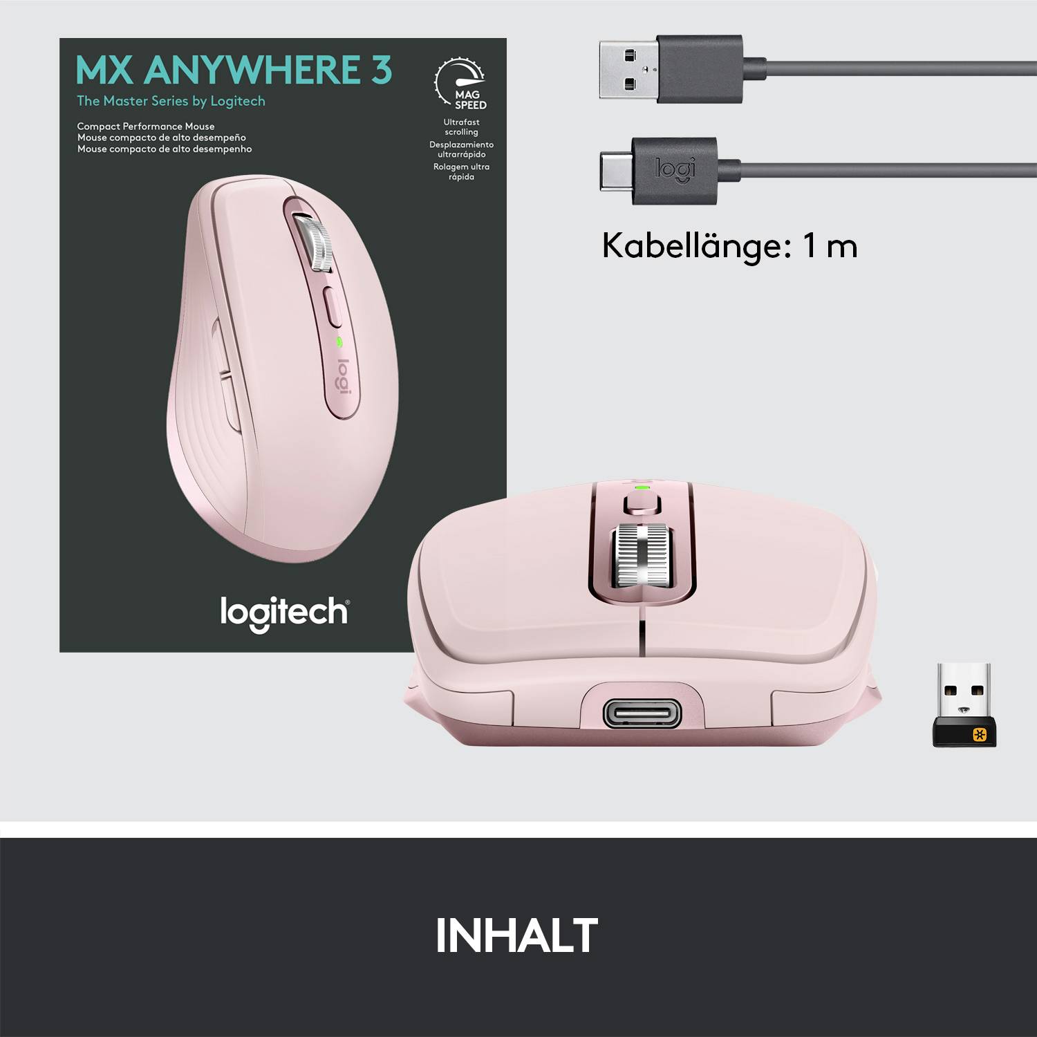 Logitech MX Anywhere 3 - Maus - Laser - 6 Tasten - kabellos - 2.4 GHz, Bluetooth - kabelloser Empfän-10