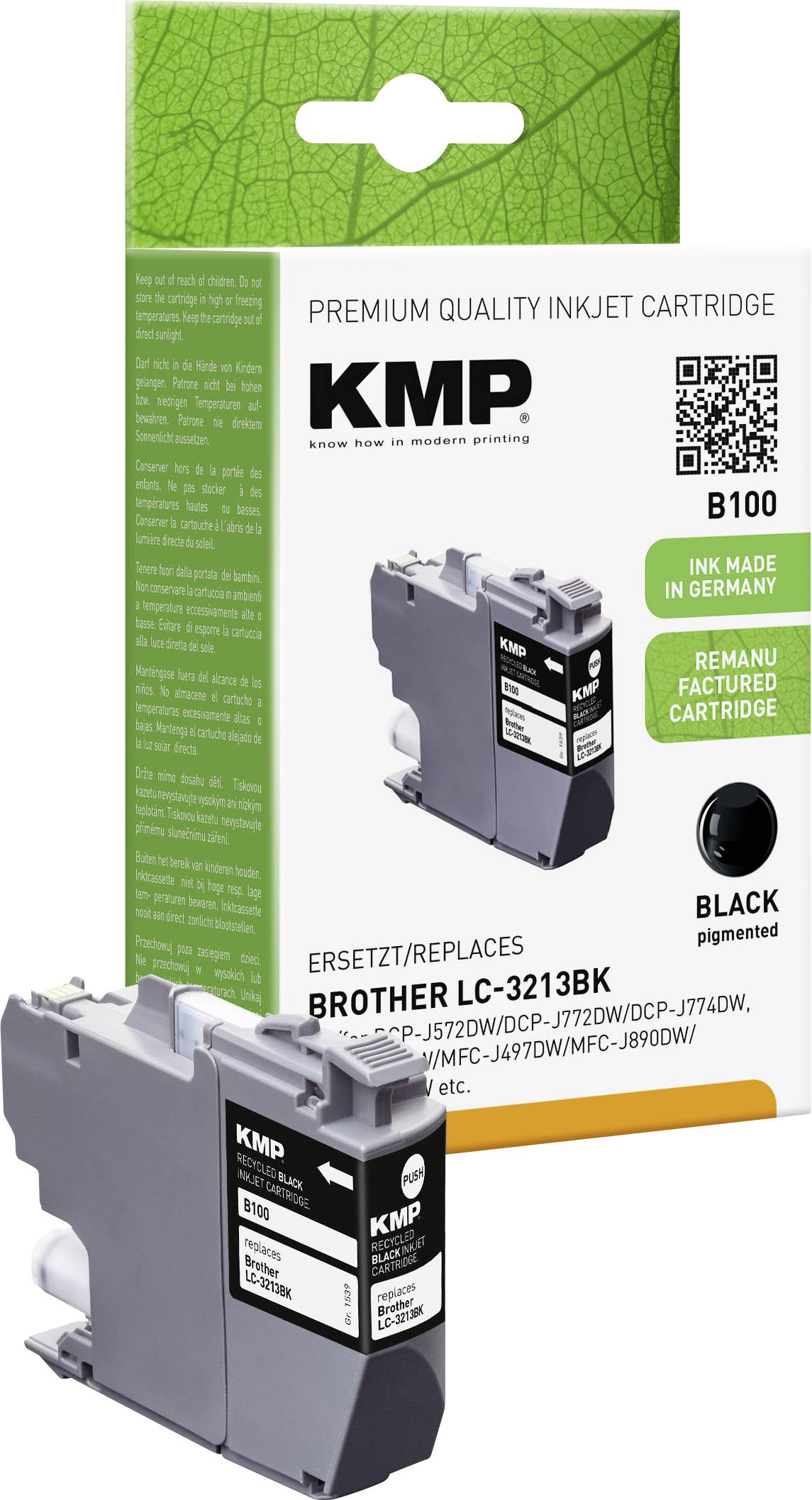 KMP B100 Tintenpatrone schwarz kompatibel mit Brother LC-3213BK