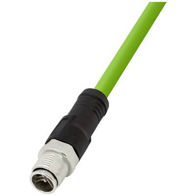 Grünes Koaxialkabel mit Metallsteckverbindung, geeignet für Datenübertragung in Netzwerken.