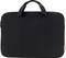 Schwarze Laptoptasche mit Tragegriffen, schlichtes Design.