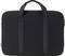 Schwarze Laptoptasche mit zwei stabilen Tragegriffen und einem Reißverschluss, schlichtes Design, geeignet für den Transport.
