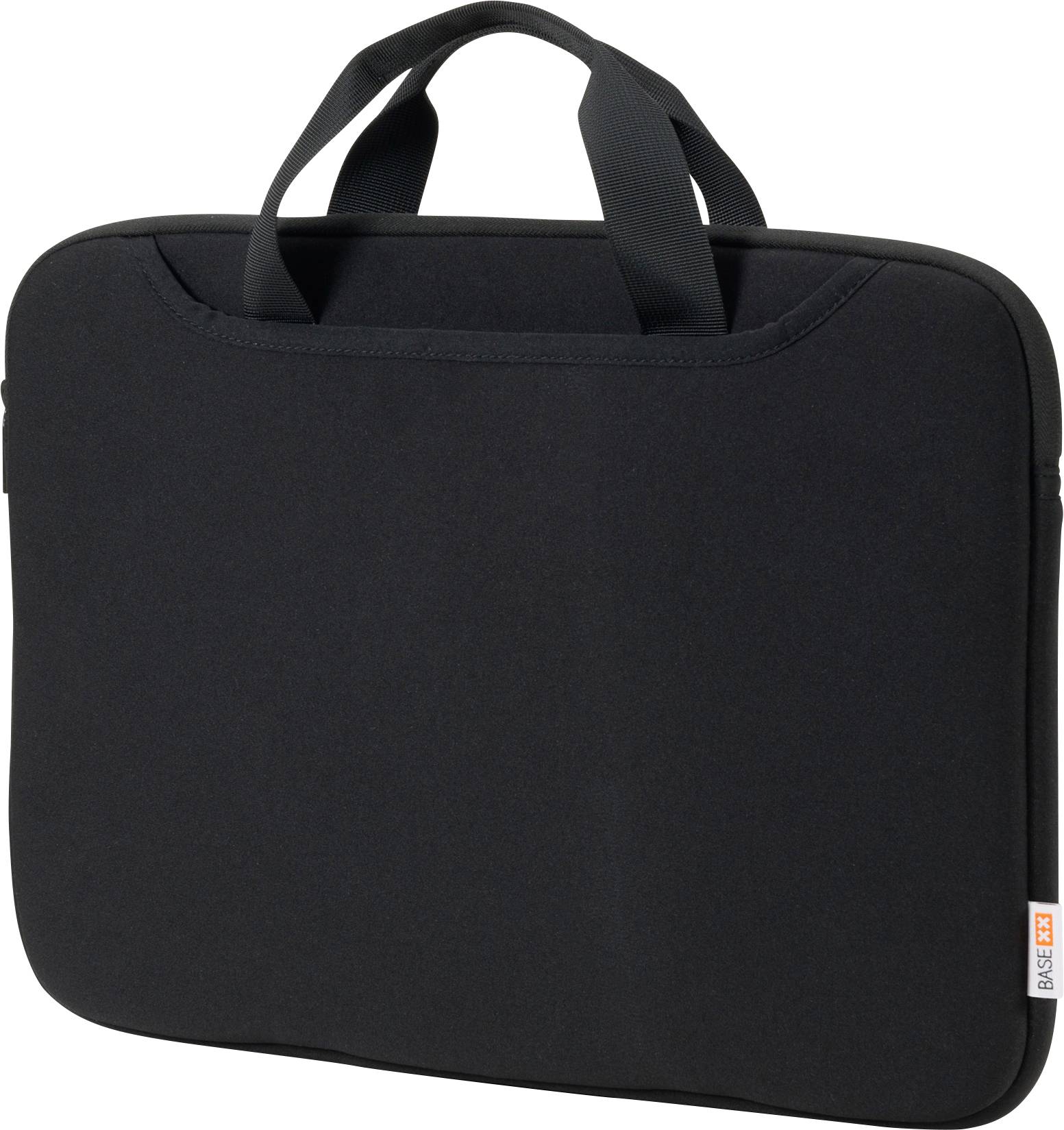 Eine schwarze Laptoptasche mit zwei Griffen, geeignet für den Transport und Schutz eines Laptops.