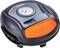 Ein kompakter, tragbarer Kompressor mit Manometer, geeignet zum Aufpumpen von Autoreifen. Hauptfarbe ist Schwarz mit einem orangenen Knopf.