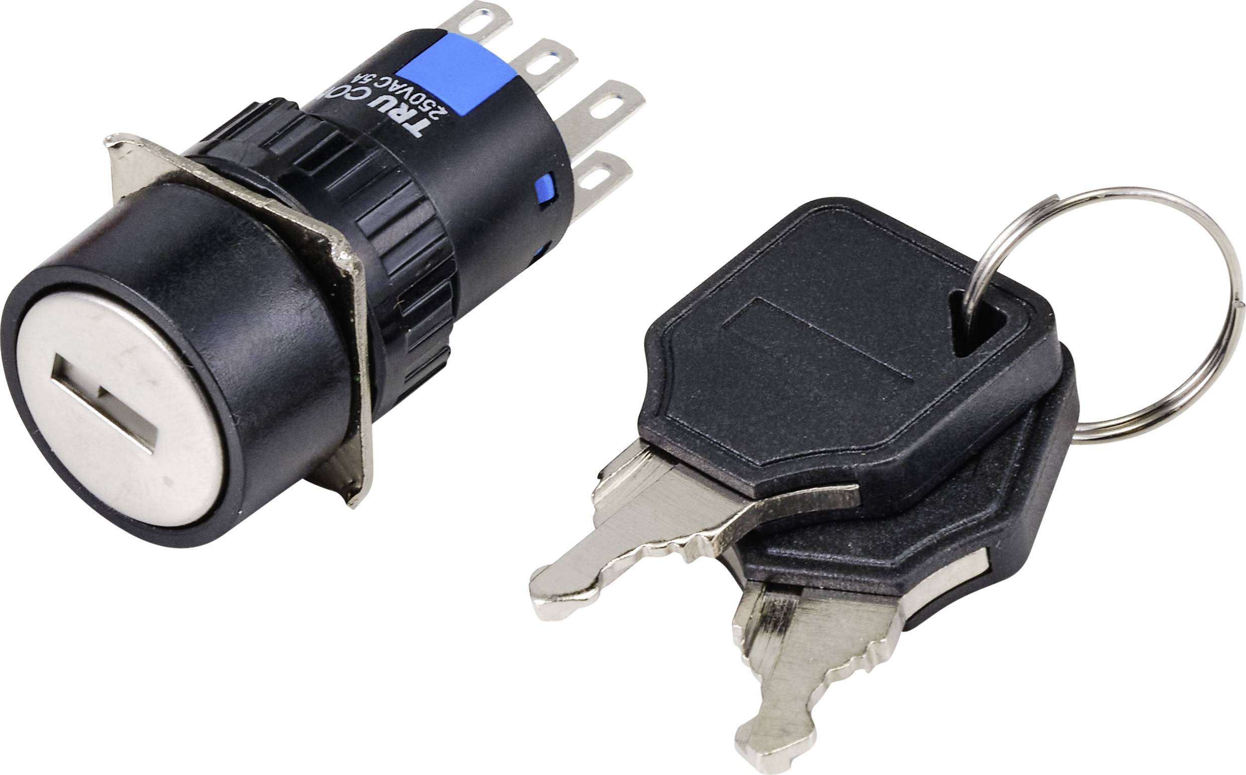 TRU COMPONENTS Schlüsselschalter 250 V/AC 3 A 2 x Ein/Aus/Ein IP65 rastend/0/rastend 1 St.
