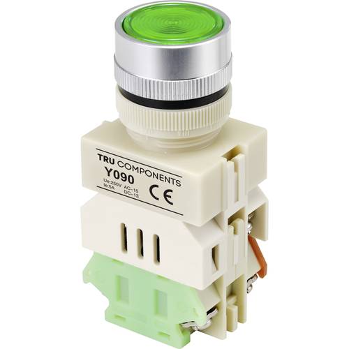 Thumbnail - TRU COMPONENTS TC-9219092 Y090 Drucktaster 250 V/AC 5 A 1 x Ein/(Ein) rastend Grün (Ø) 30 mm 1 St.