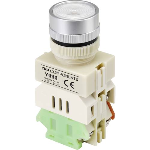 Thumbnail - TRU COMPONENTS TC-9219096 Y090 Drucktaster 250 V/AC 5 A 1 x Ein/(Ein) rastend Weiß (Ø) 30 mm 1 St.