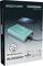Verpackung einer Powerbank mit 20.000 mAh Kapazität in Hellblau, USB Type-C Port. Oben liegt ein Ladegerät. Markenname und Modellnummer sind sichtbar.